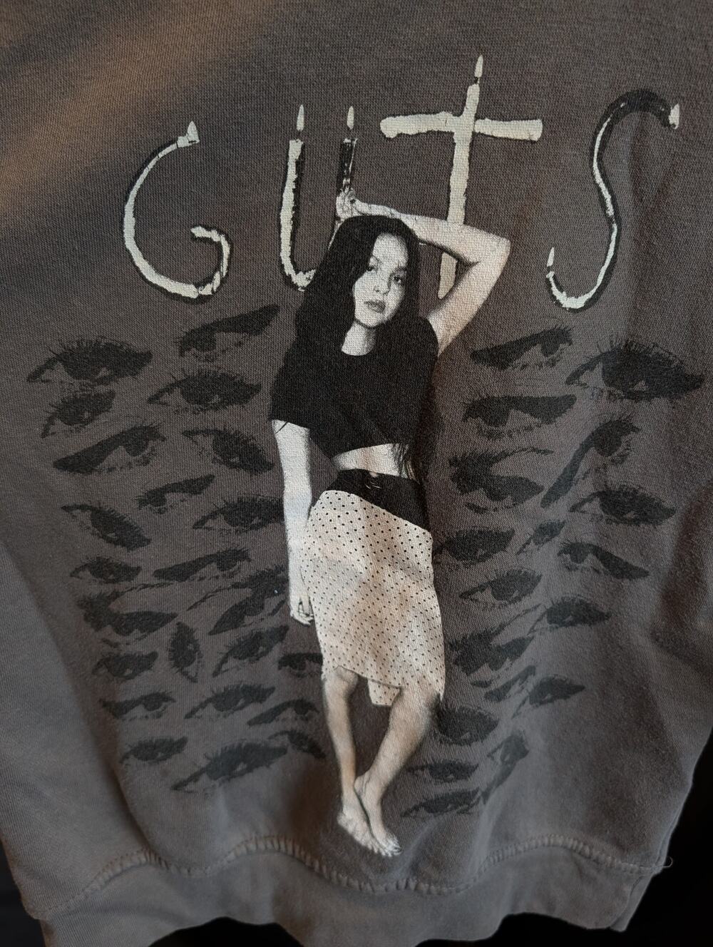 Olivia Rodrigo GUTS Graphic Crewneck Sweatshirt Gray Medium Official Merch